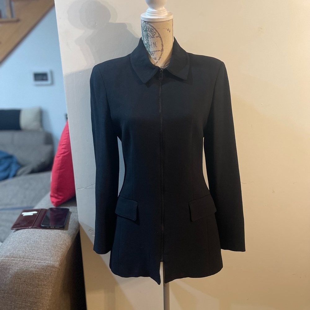 Women's Black Zip-Front Blazer Jacket